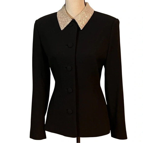 Pamela Dennis Black Wool Jacket Sz-8 - Picture 1 of 10